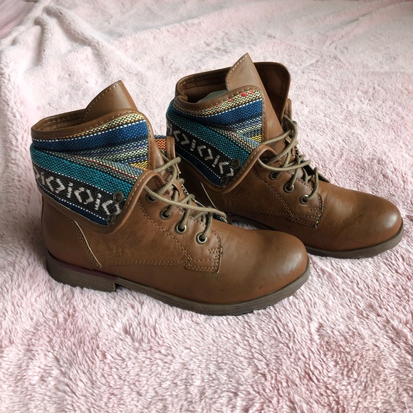 Rock & Candy Shoes - Rock & Candy tribal fold brown boots